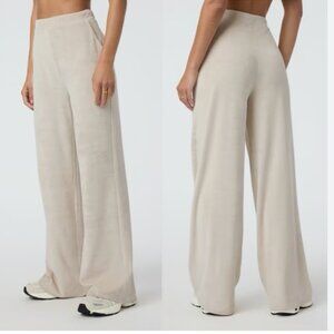 Vuori High-Rise Wide Leg Pants in Light Taupe